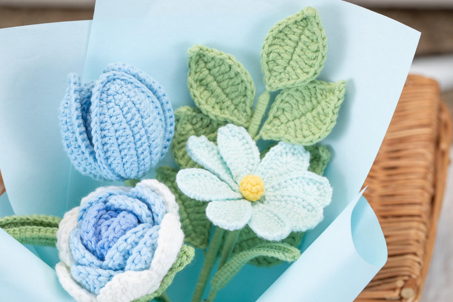 Small Blue Rose with Cosmos Bouquet