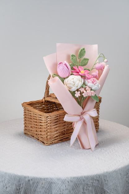 Hot Pink Rose with Cosmos Bouquet