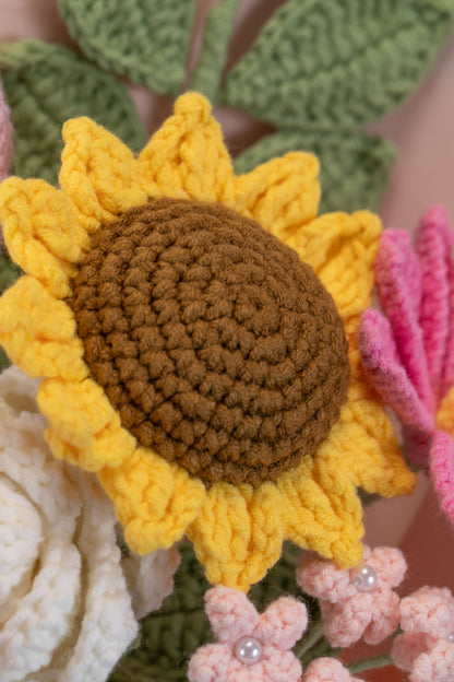 Hot Pink Sunflower with Cosmos Bouquet