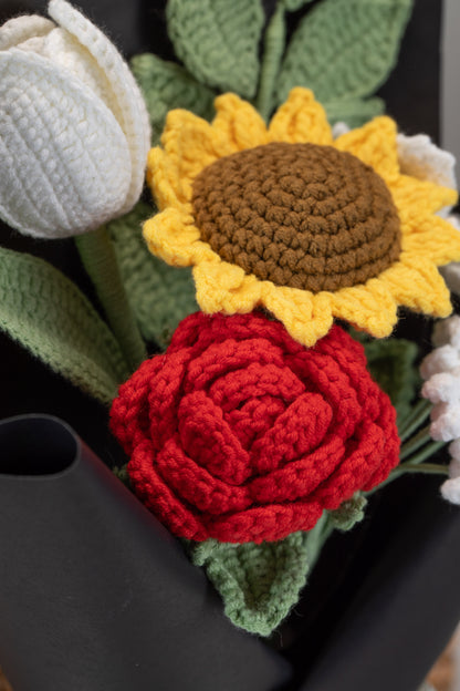 Red Sunflower with Cosmos Bouquet