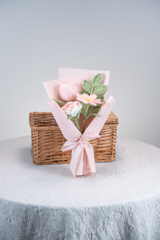 Small Pink Rose with Cosmos Bouquet