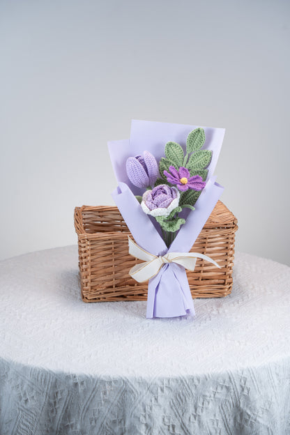 Small Purple Rose with Cosmos Bouquet