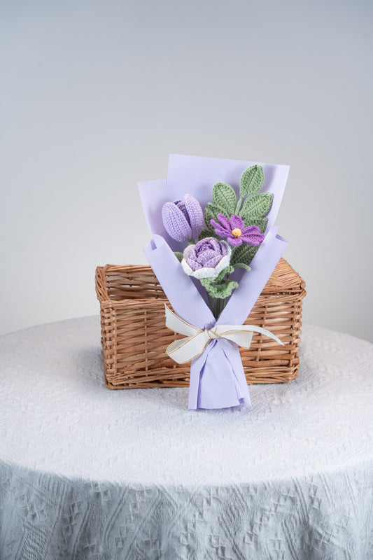 Small Purple Rose with Cosmos Bouquet