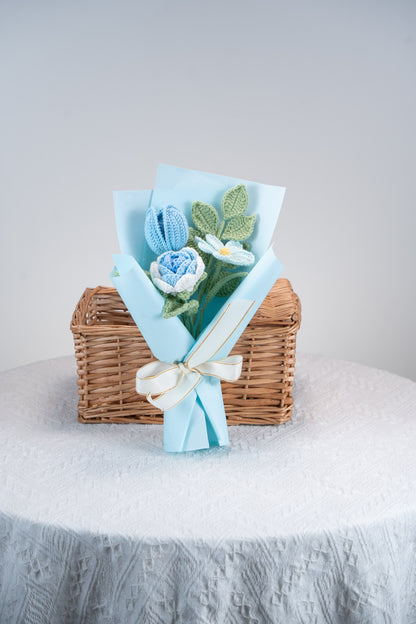Small Blue Rose with Cosmos Bouquet