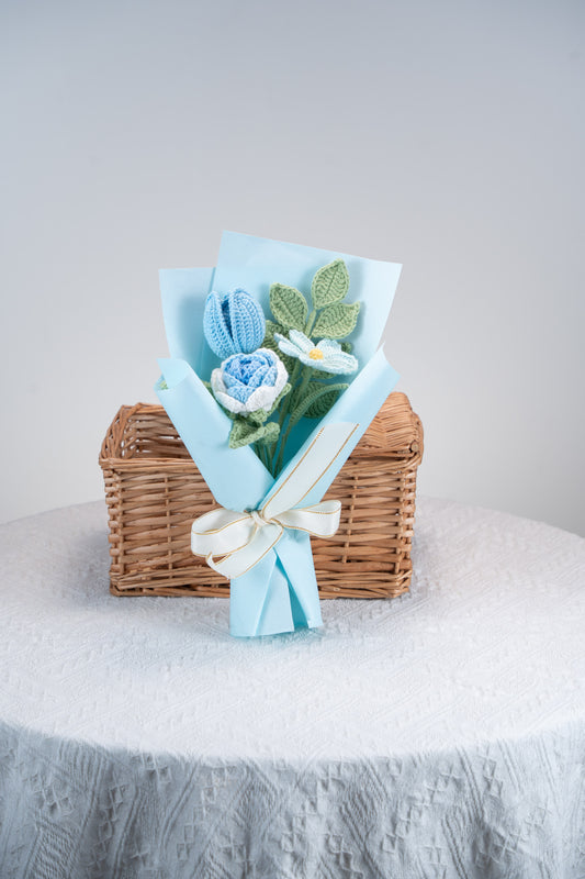 Small Blue Rose with Cosmos Bouquet