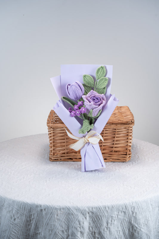 Small Purple Rose with Tulip Bouquet