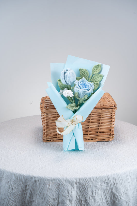 Small Blue Rose with Tulip Bouquet