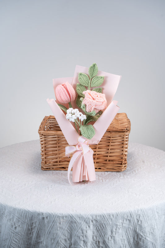 Small Pink Rose with Tulip Bouquet