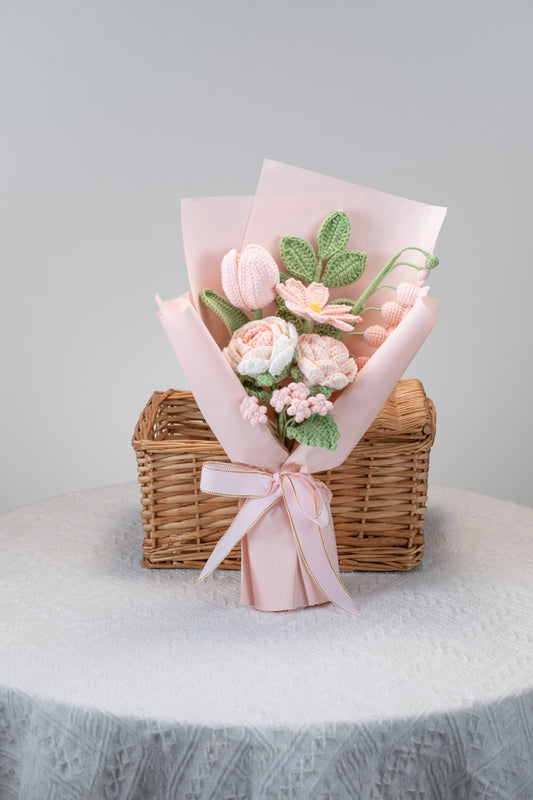 Pink Rose with Cosmos Bouquet