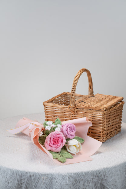 Hot Pink Rose with Tulip Bouquet
