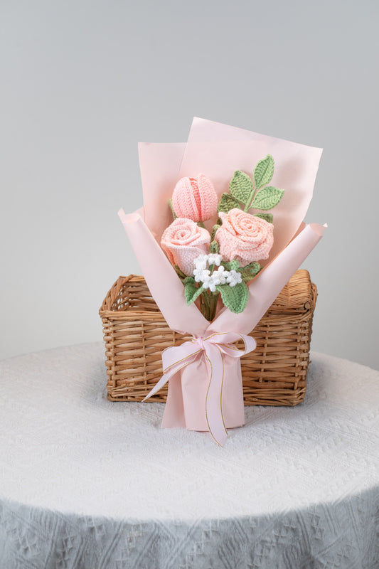 Pink Rose with Tulip Bouquet