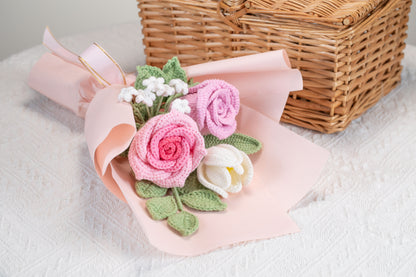 Hot Pink Rose with Tulip Bouquet