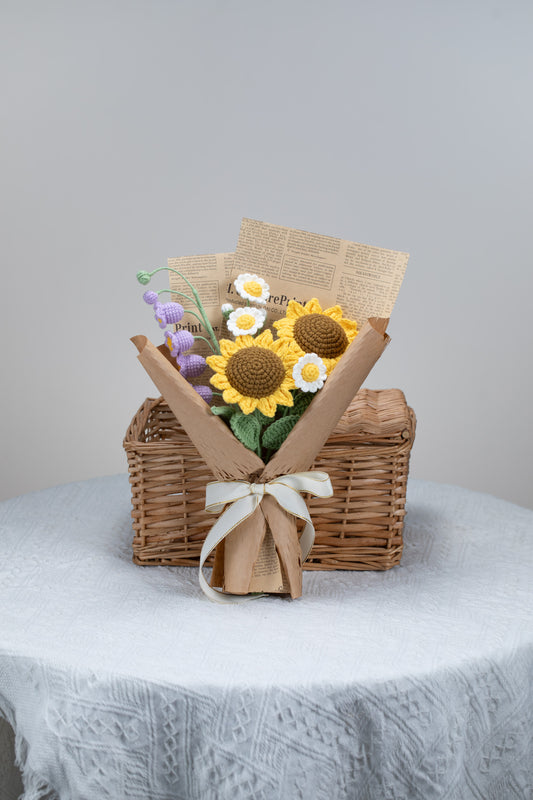 Small Sunflower with Lily of the Valley Bouquet