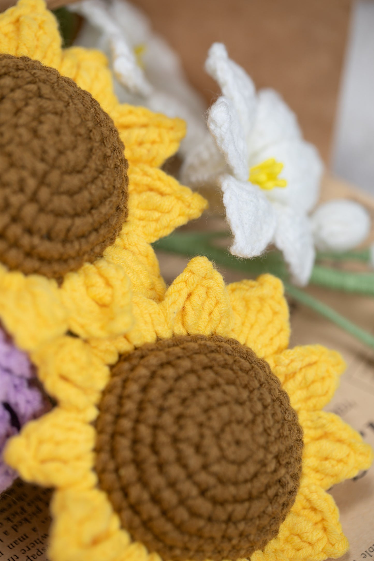 Small Sunflower with White Lily Bouquet
