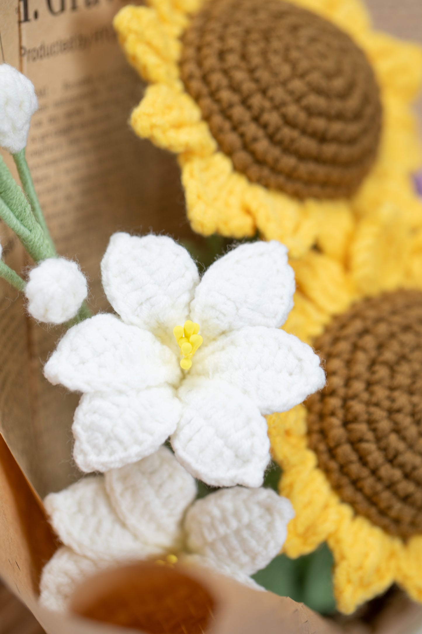 Small Sunflower with White Lily Bouquet