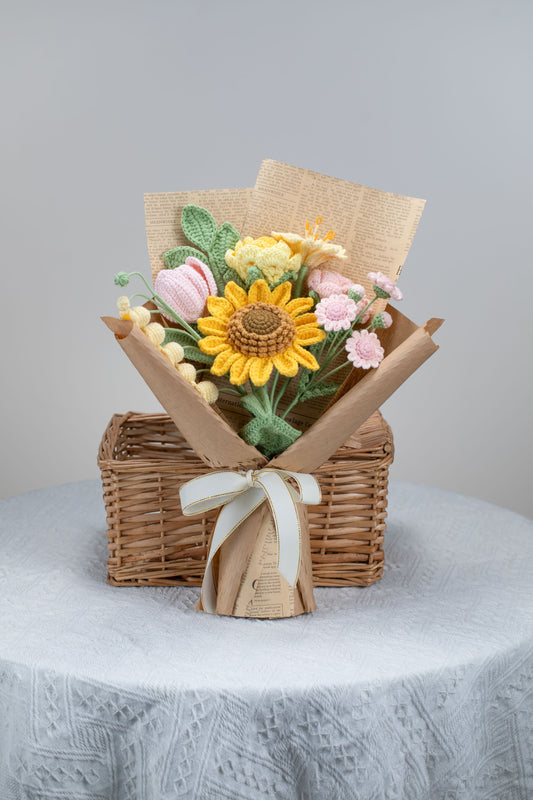 Yellow/Pink Sunflower Bouquet