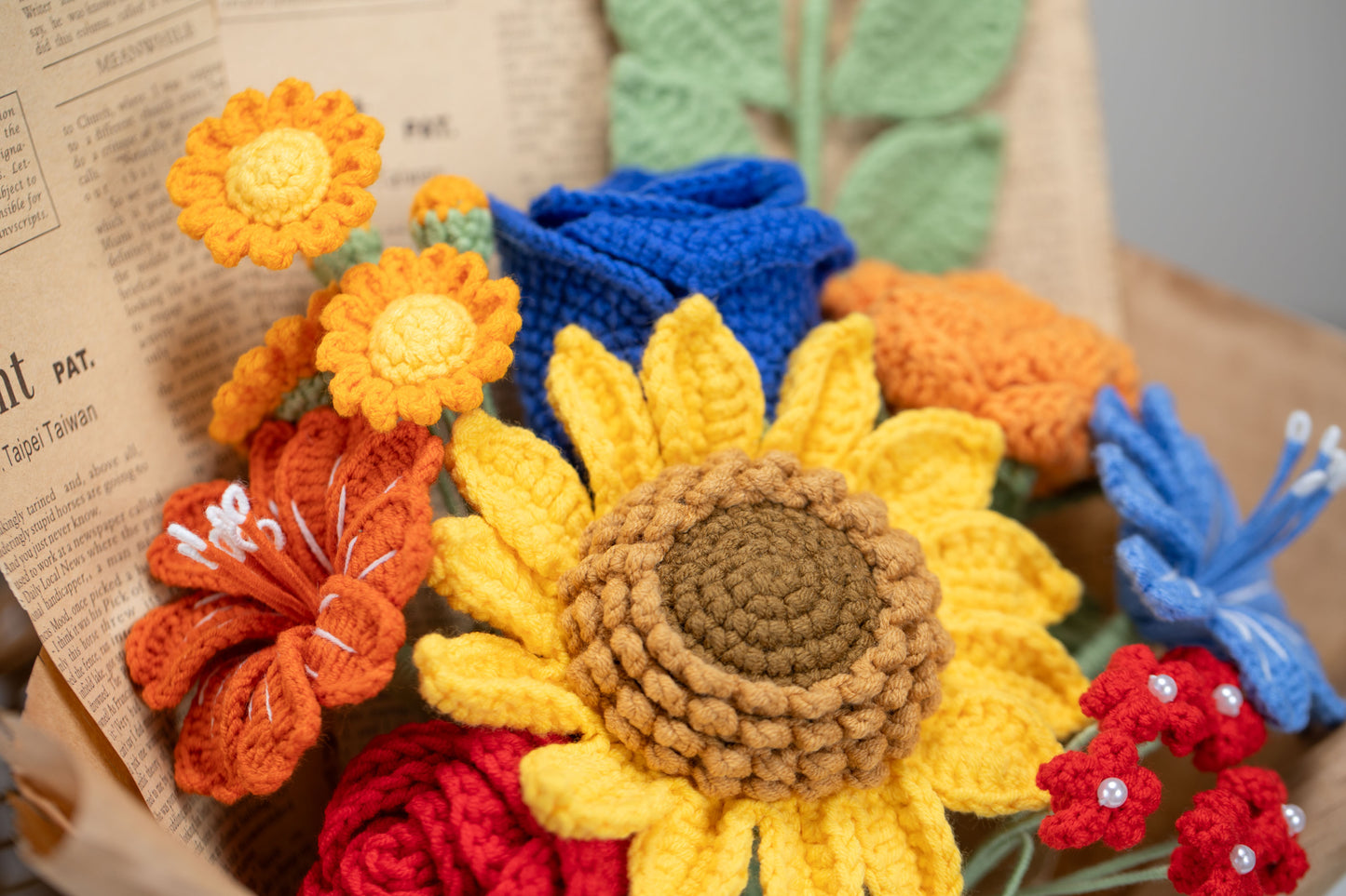 Large Red/Blue Sunflower Bouquet