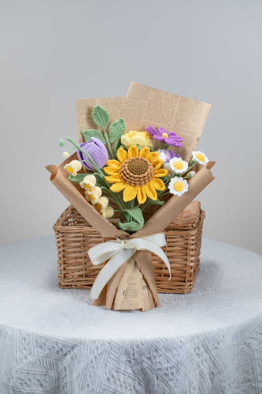 Yellow/Purple Sunflower Bouquet
