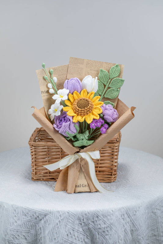 Purple Sunflower with Lily Bouquet