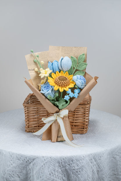 Blue Sunflower with Lily Bouquet