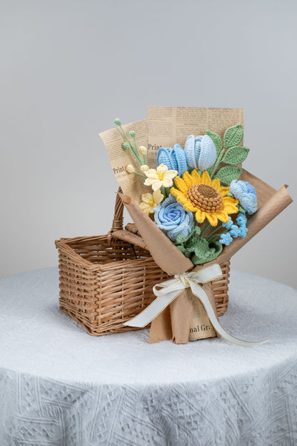 Blue Sunflower with Lily Bouquet