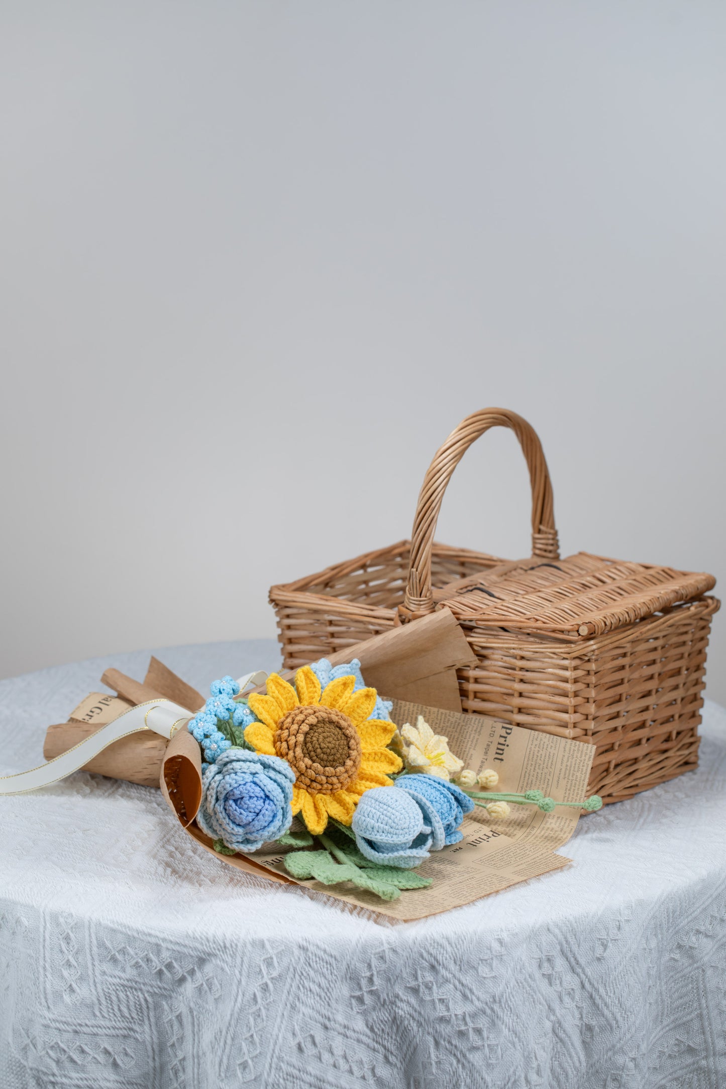 Blue Sunflower with Lily Bouquet