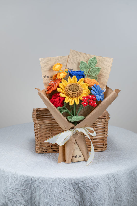 Large Red/Blue Sunflower Bouquet