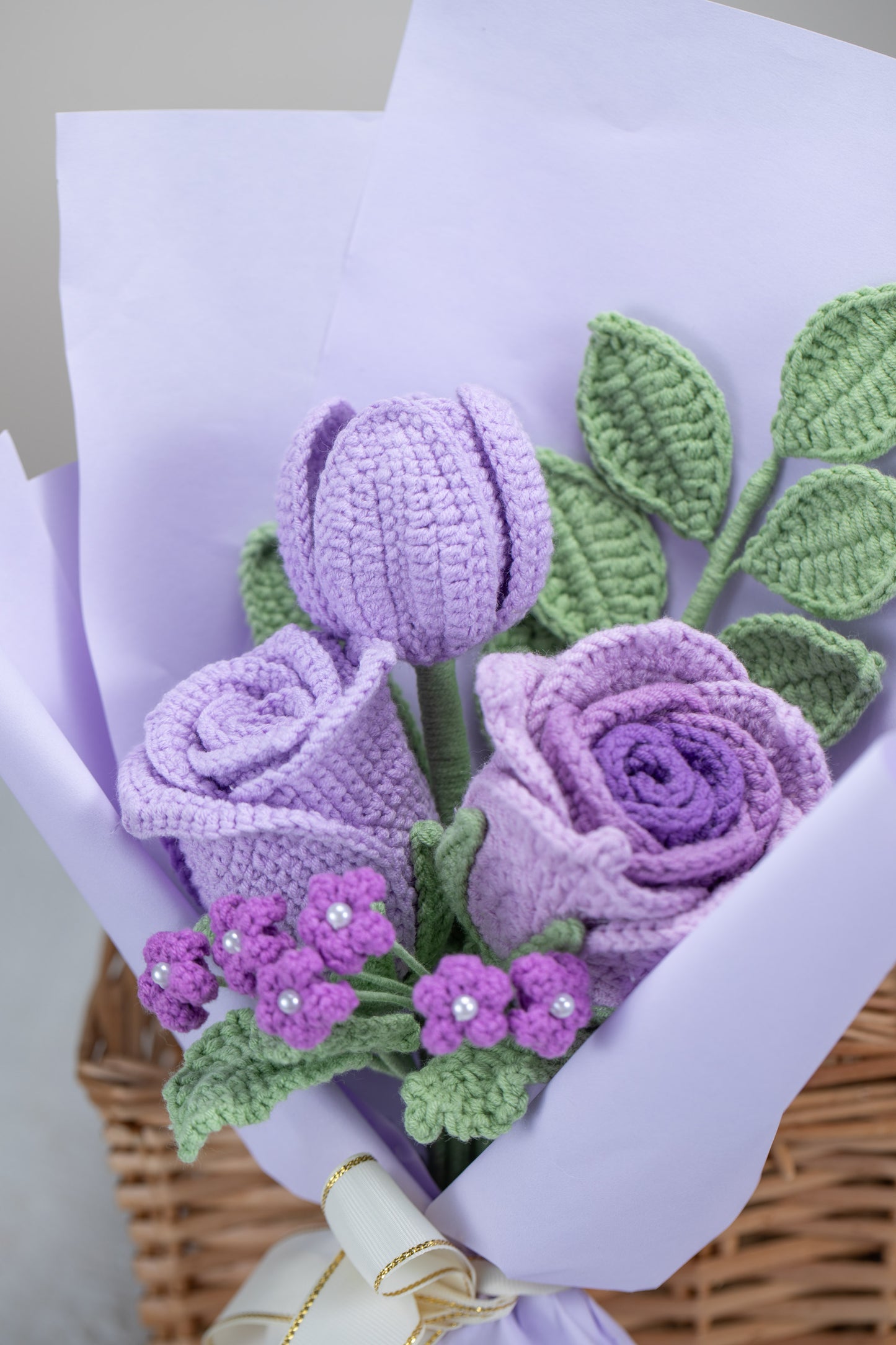 Purple Rose with Tulip Bouquet