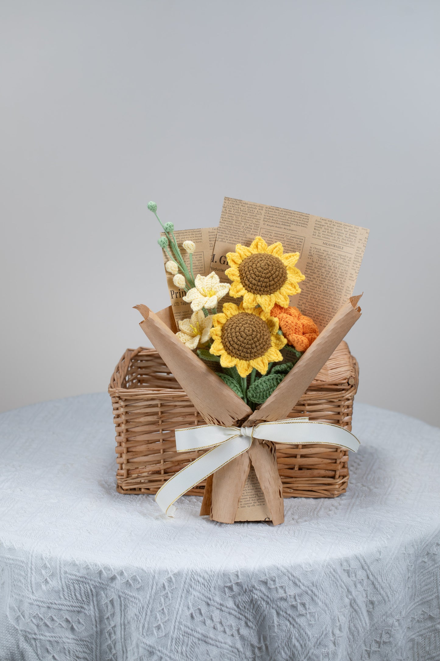 Small Sunflower with Yellow Lily Bouquet