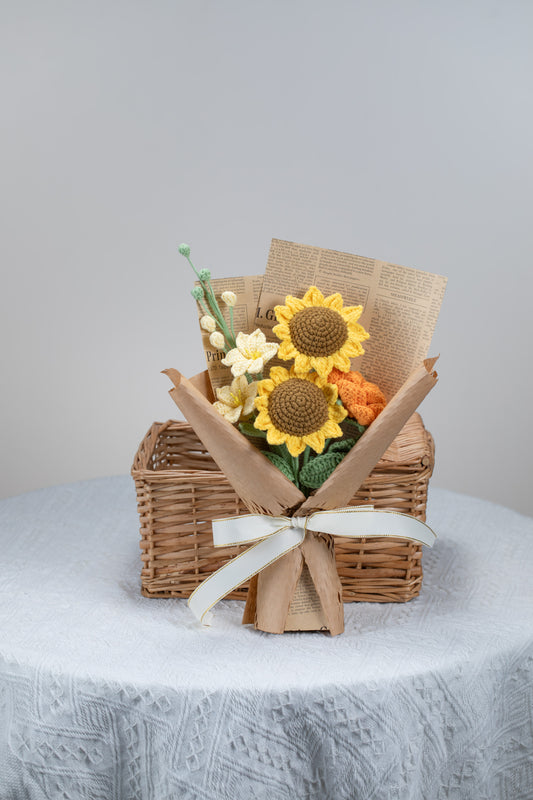Small Sunflower with Yellow Lily Bouquet