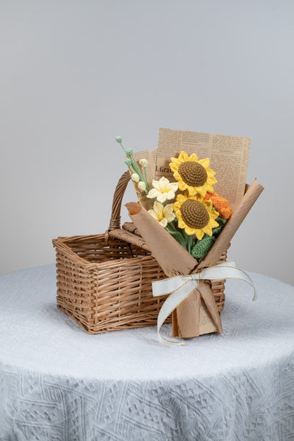 Small Sunflower with Yellow Lily Bouquet