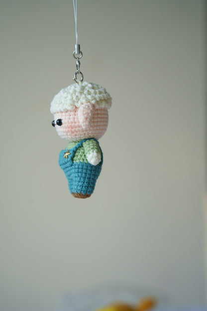 crochet sheep keychain