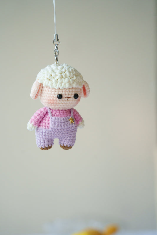 crochet sheep keychain