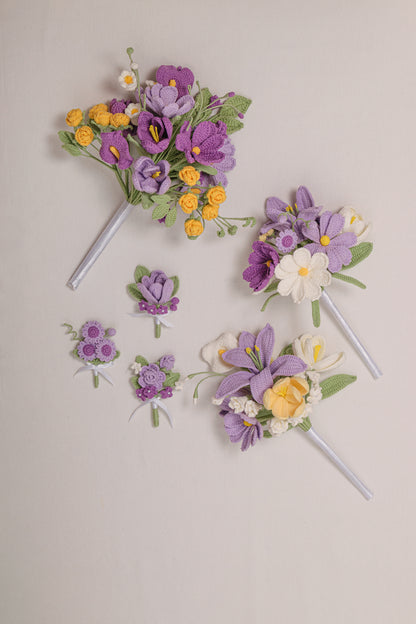 Purple Wedding Bouquet Set