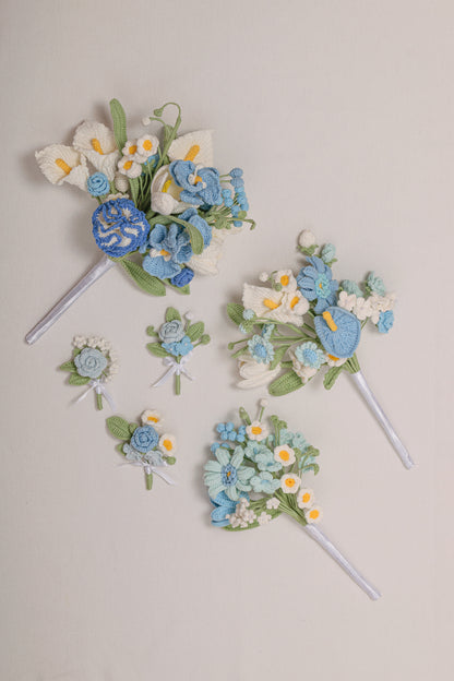 Blue Wedding Bouquet Set
