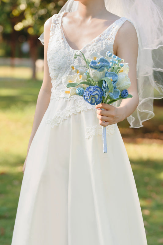 Blue Wedding Bouquet Set