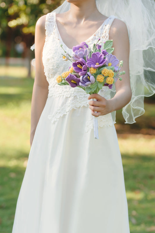 Purple Wedding Bouquet Set