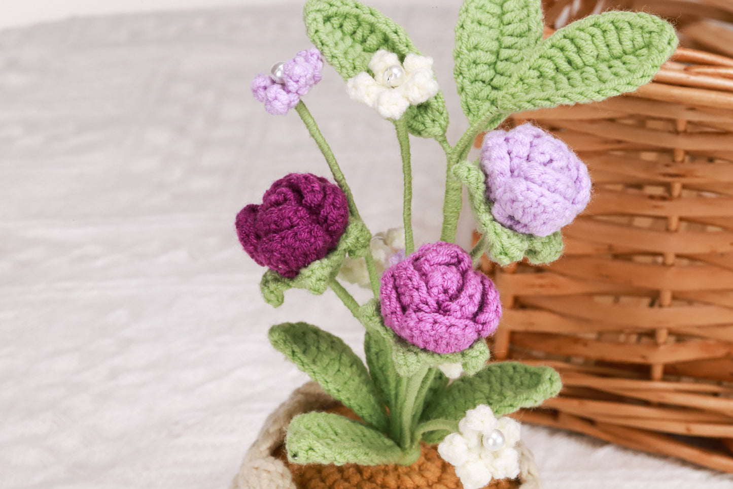purple rose and baby's breath