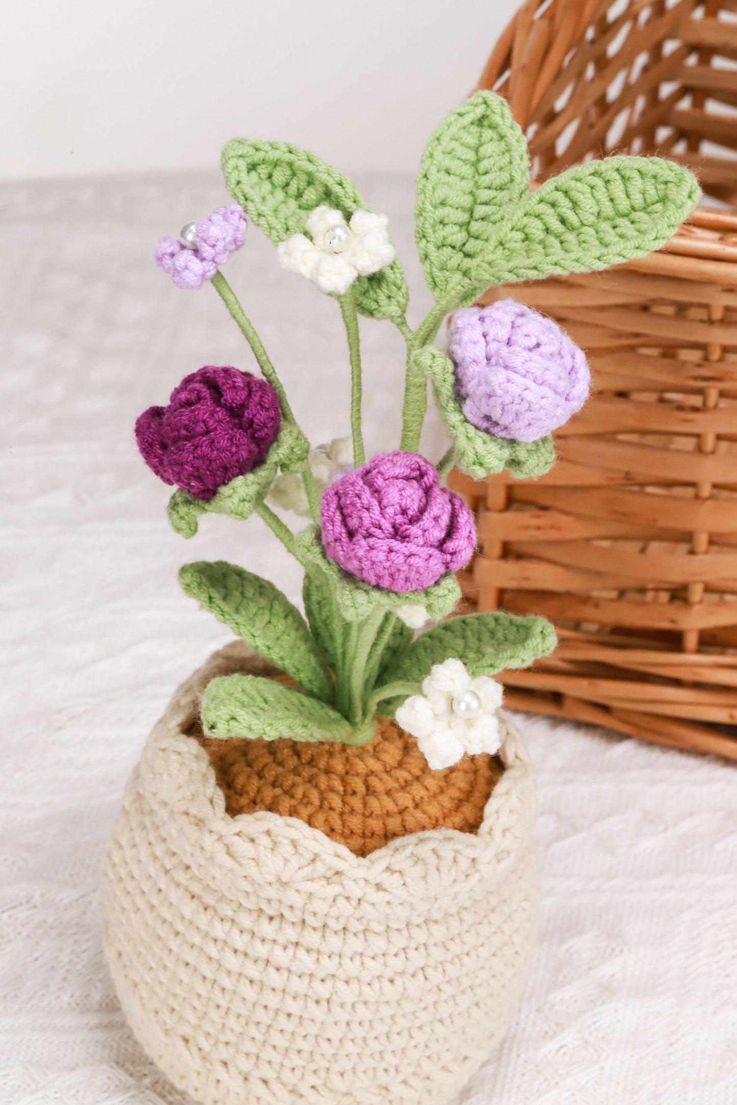 purple rose and baby's breath