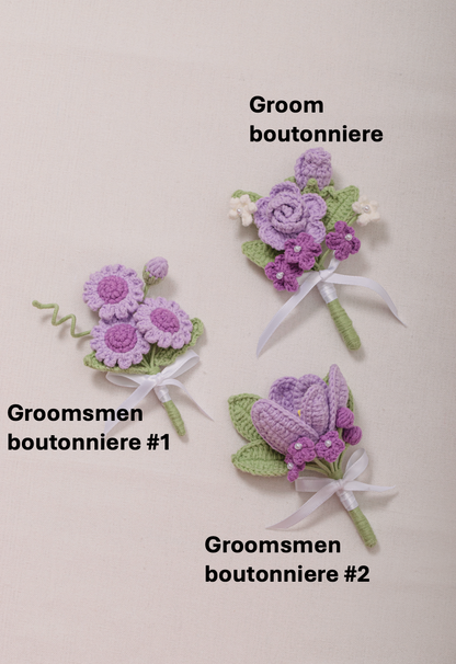 Purple Wedding Bouquet Set