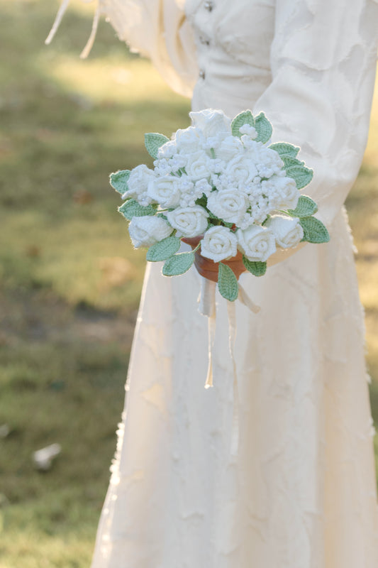 White Wedding Bouquet Set